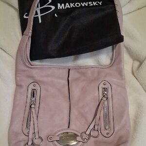 B. Makowsky Light Pink Leather Shoulder Bag